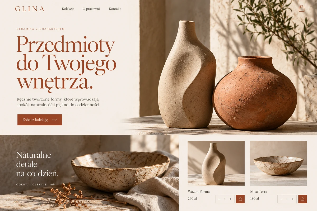 Autorska koncepcja sklepu z ceramiką: kolekcja, produkty i ceny.
